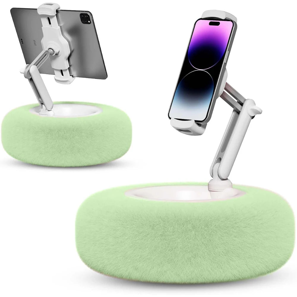 Fluffy Snack Bowl and Phone Holder Grey White Green Pink - Sweet Cinema